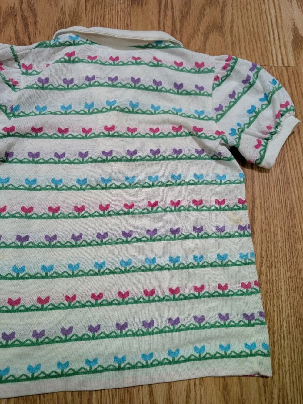 Vintage OshKosh B'gosh Girl Polo shirt Geometric Hearts USA 6